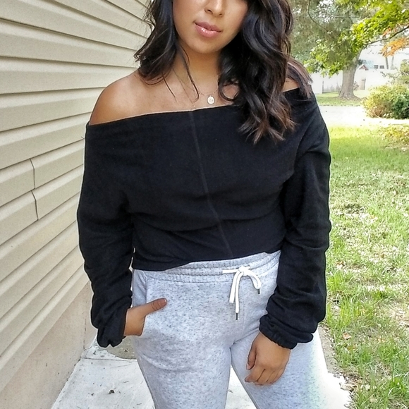 FLASHSALE⚡JUST FOR FUN BLACK OFF SHOULDER SWEATER - Picture 13 of 16